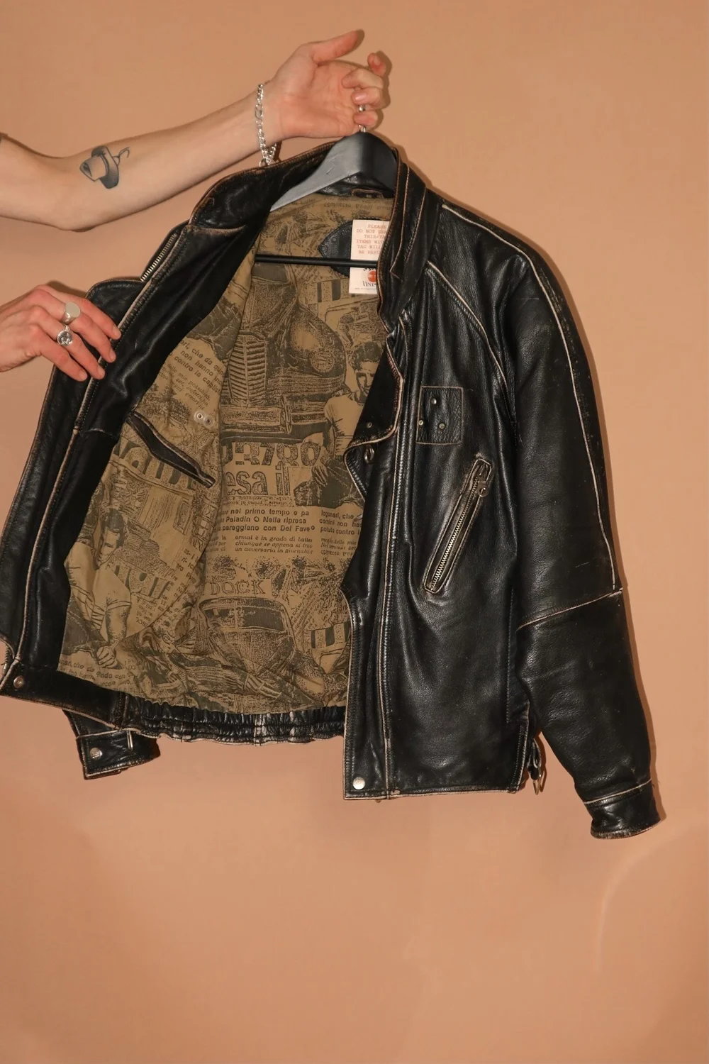 【archive】80s Boa leather 2way jacket 1980s Leather Bomber Jacket Free Shipping - The Vintage Twin